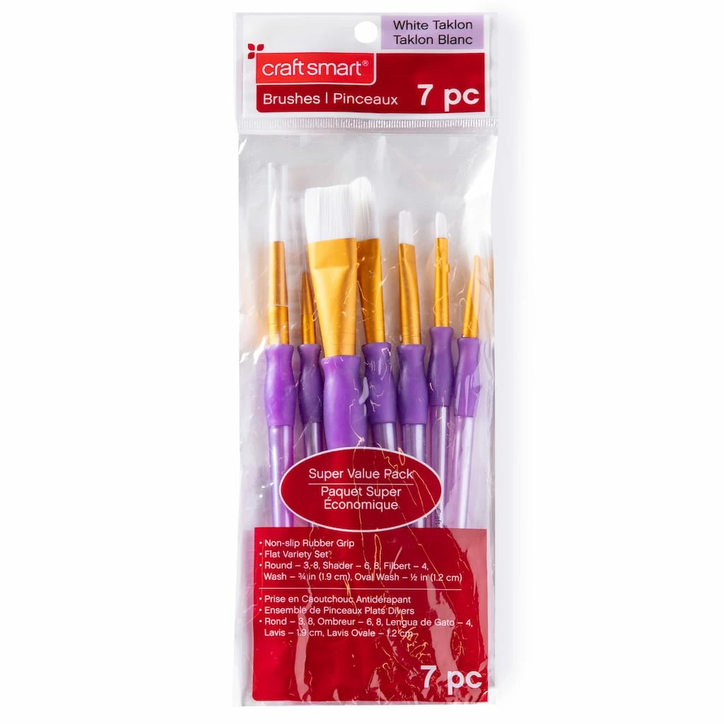 Discount 🎉 Craft Smart® Brush Set, Flat Variety White Taklon, 7 Pieces ✨