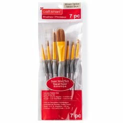 Best Pirce 🌟 Brown Taklon Oval Variety 7 Pieces Brush Set by Craft Smart® 🤩