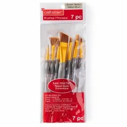 Discount 🎁 Craft Smart® Angular Variety Brush Set Brown Taklon, 7 Pieces 🔔