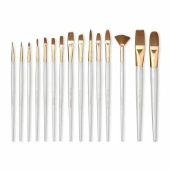 Deals 🤩 Brown Taklon Variety 15 Piece Brush Set by Craft Smart® 🛒