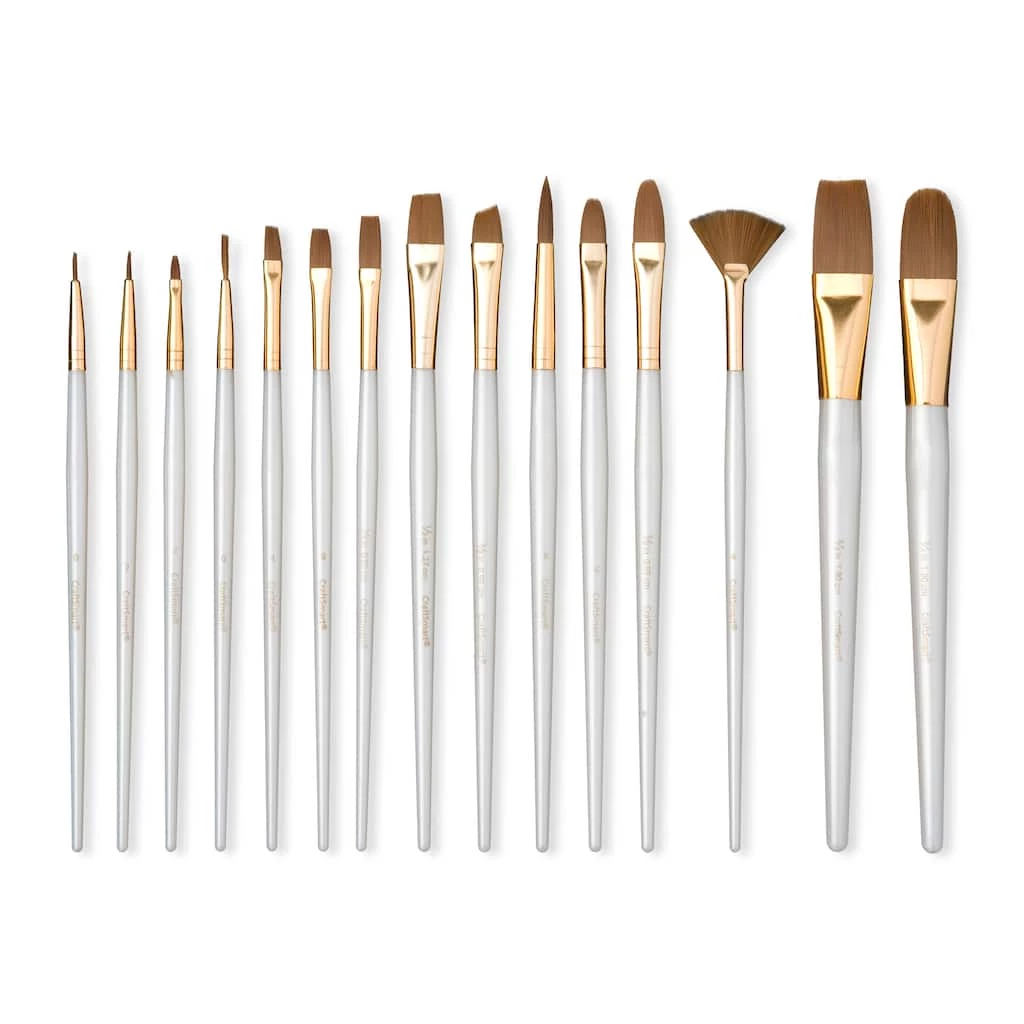 Deals π€© Brown Taklon Variety 15 Piece Brush Set by Craft Smart® π