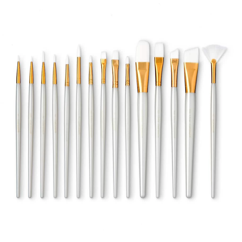 Cheap 🛒 White Taklon 15 Piece Brush Pack by Craft Smart® 👍