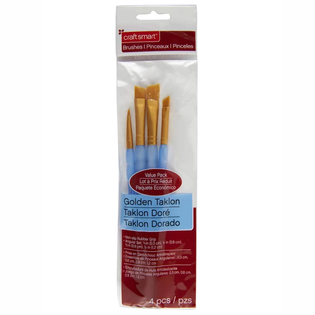 Wholesale ๐ Golden Taklon Angular 4 Piece Brush Set by Craft Smart® โ๏ธ - Image 3