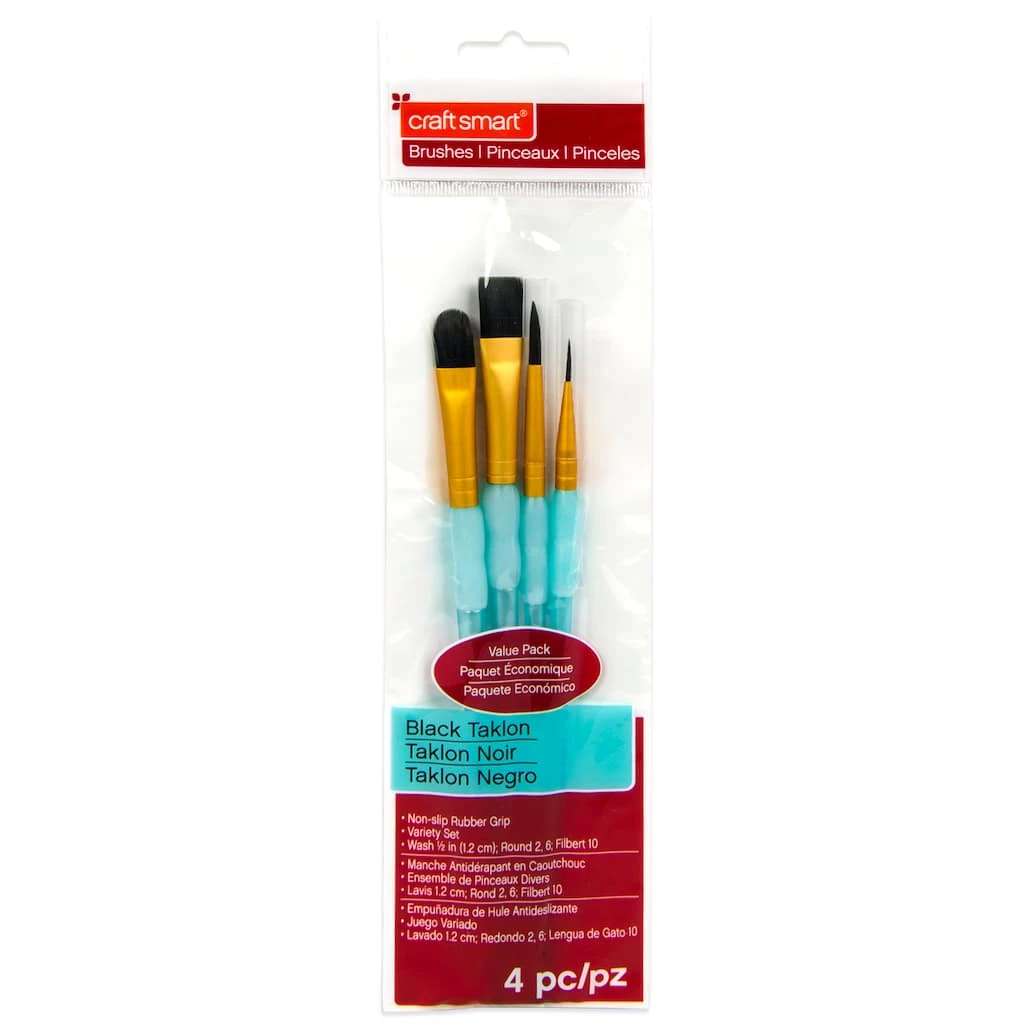 Promo ⌛ 9 Packs: 4 ct. (36 total) Black Taklon Variety Brushes Value Pack by Craft Smart® 🧨 - Image 3