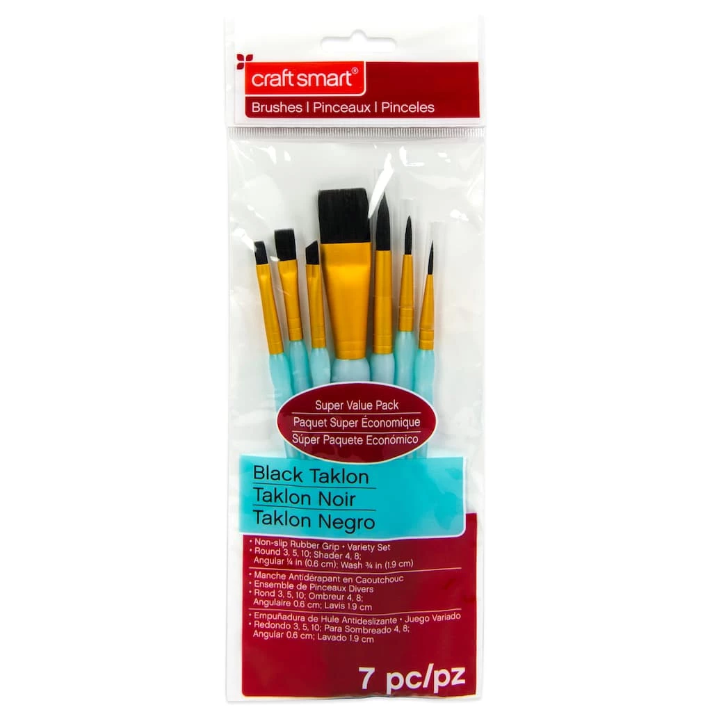Coupon ⌛ 9 Packs: 7 ct. (63 total) Black Taklon Variety Brushes Super Value Pack by Craft Smart® 🔥 - Image 3