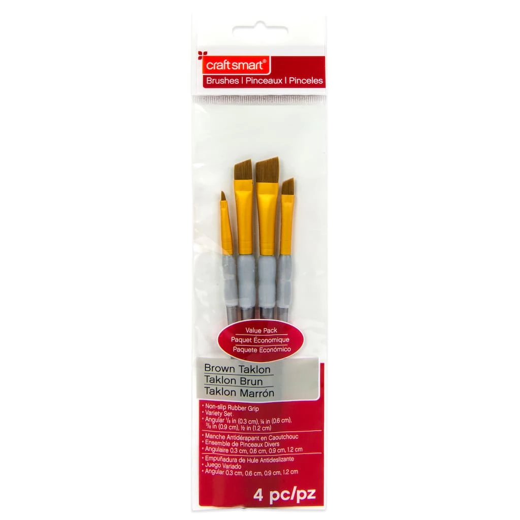Best Sale ⭐ Brown Taklon Angular Brushes By Craft Smart® ⌛ - Image 3