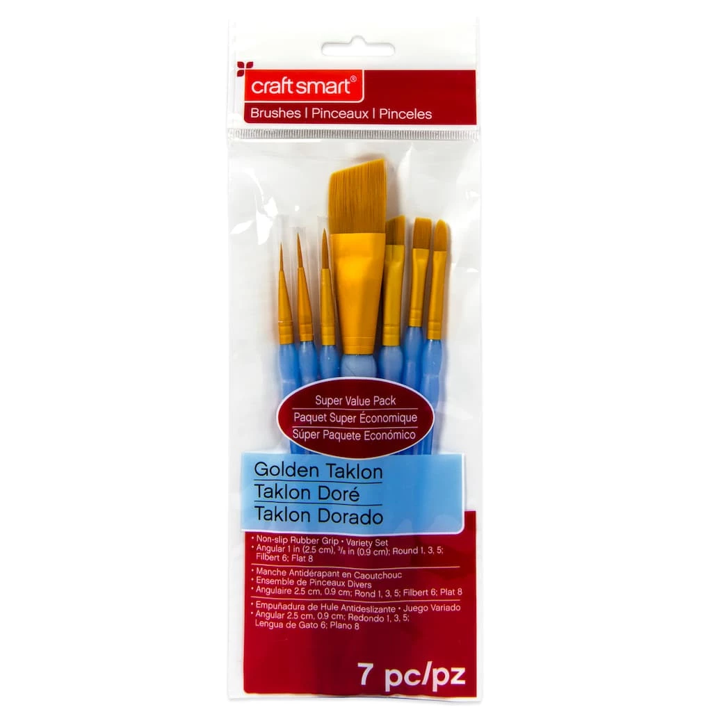 Top 10 🤩 Golden Taklon Angular Brush Super Value Pack By Craft Smart® ⭐