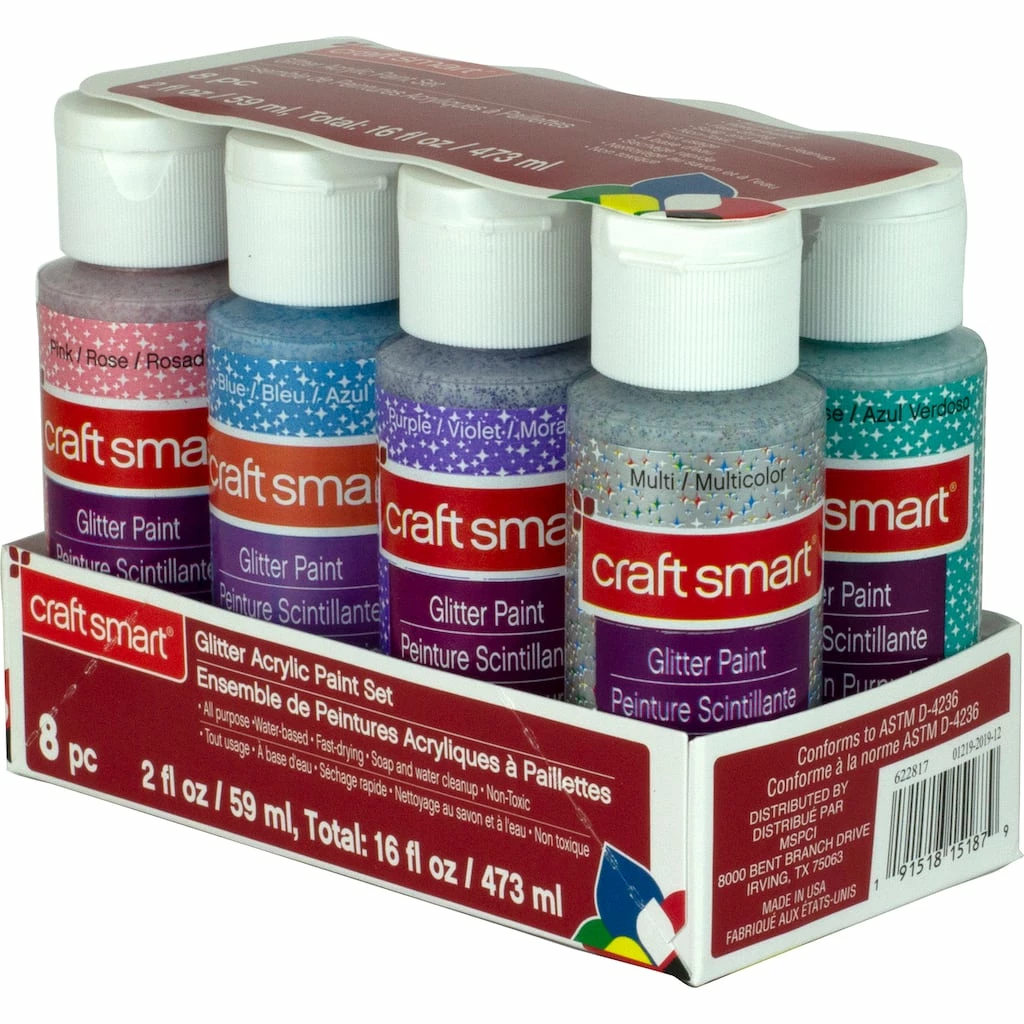 Wholesale π 6 Packs: 8 ct. (48 total) Glitter Acrylic Paint Set Value Pack by Craft Smart® π€© - Image 3