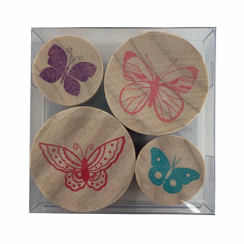 Brand new ⌛ 24 Pack: Butterfly Round Wood Stamps by Craft Smart™ ✨