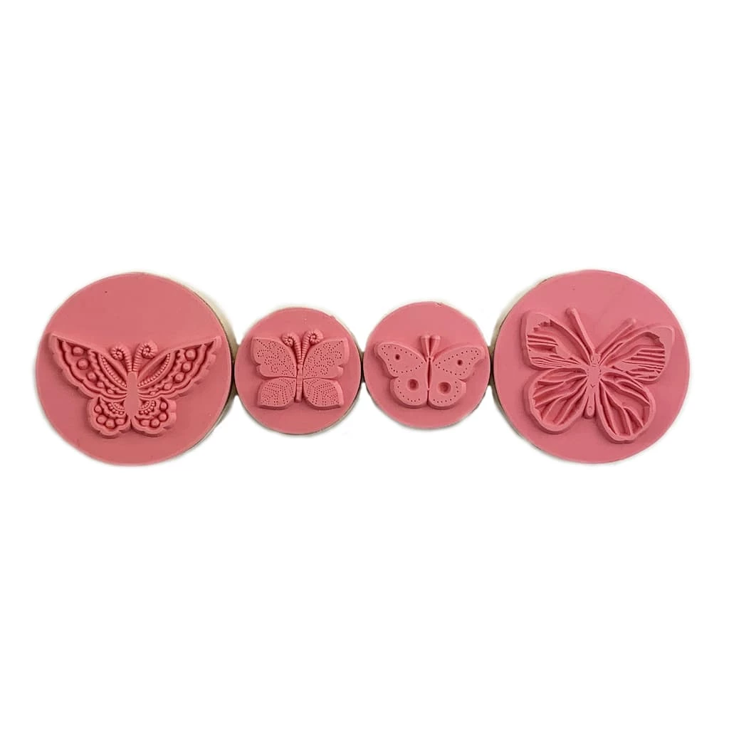 Brand new ⌛ 24 Pack: Butterfly Round Wood Stamps by Craft Smart™ ✨ - Image 2