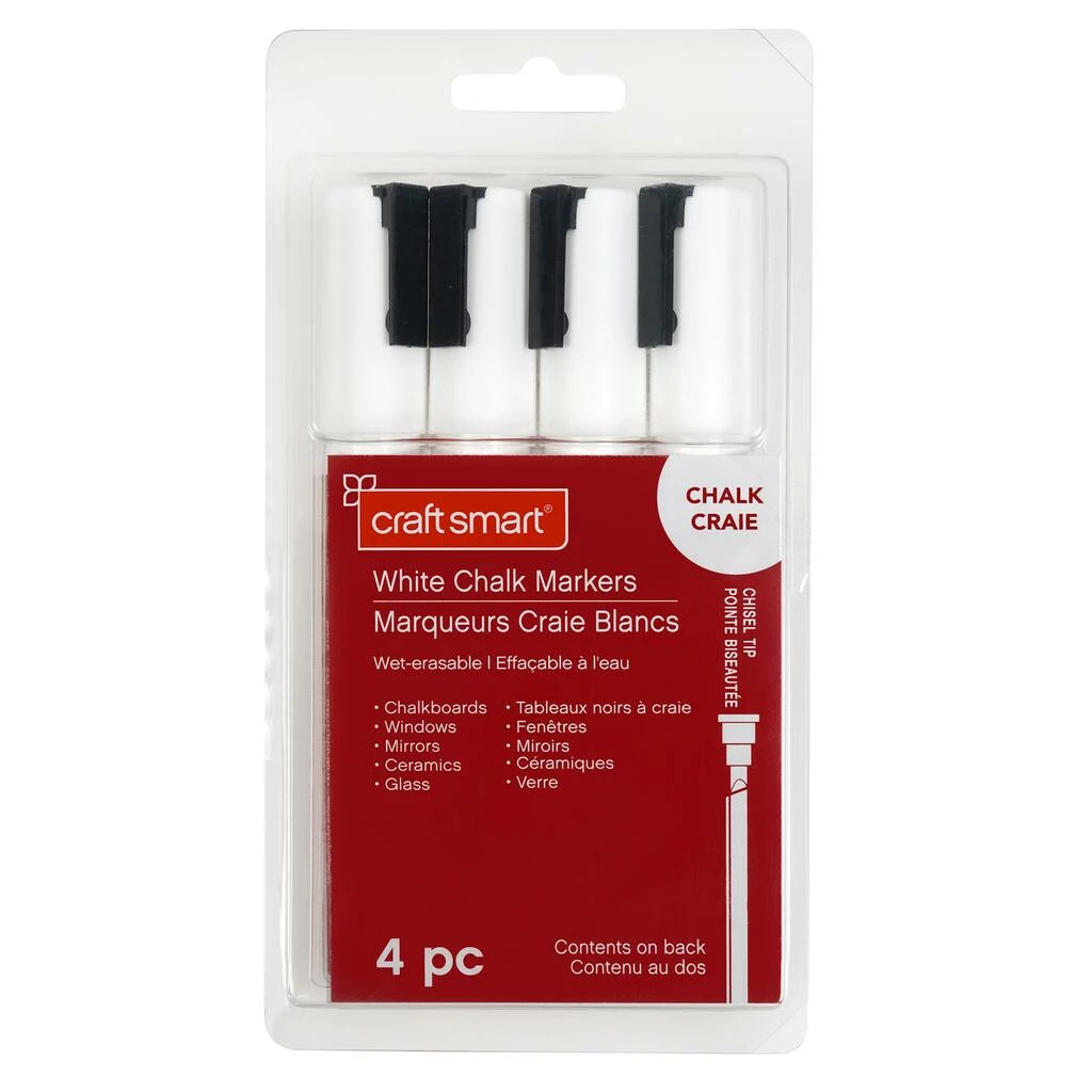 Best Sale ❤️ 6 Packs: 4 ct. (24 total) White Chisel Tip Chalk Marker Set by Craft Smart® ❤️ - Image 3