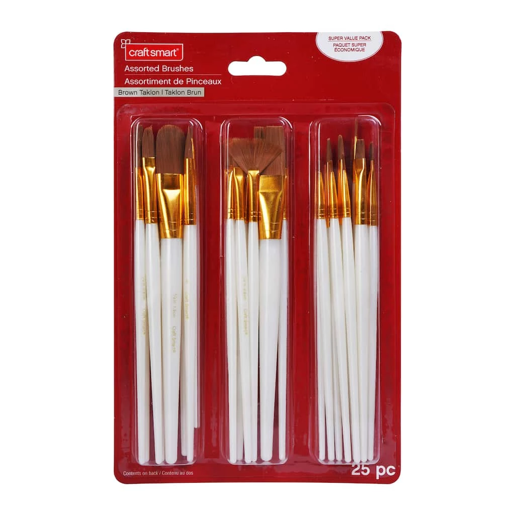 Brand new π 6 Packs: 25 ct. (150 total) Brown Taklon Brush Set by Craft Smart® π
