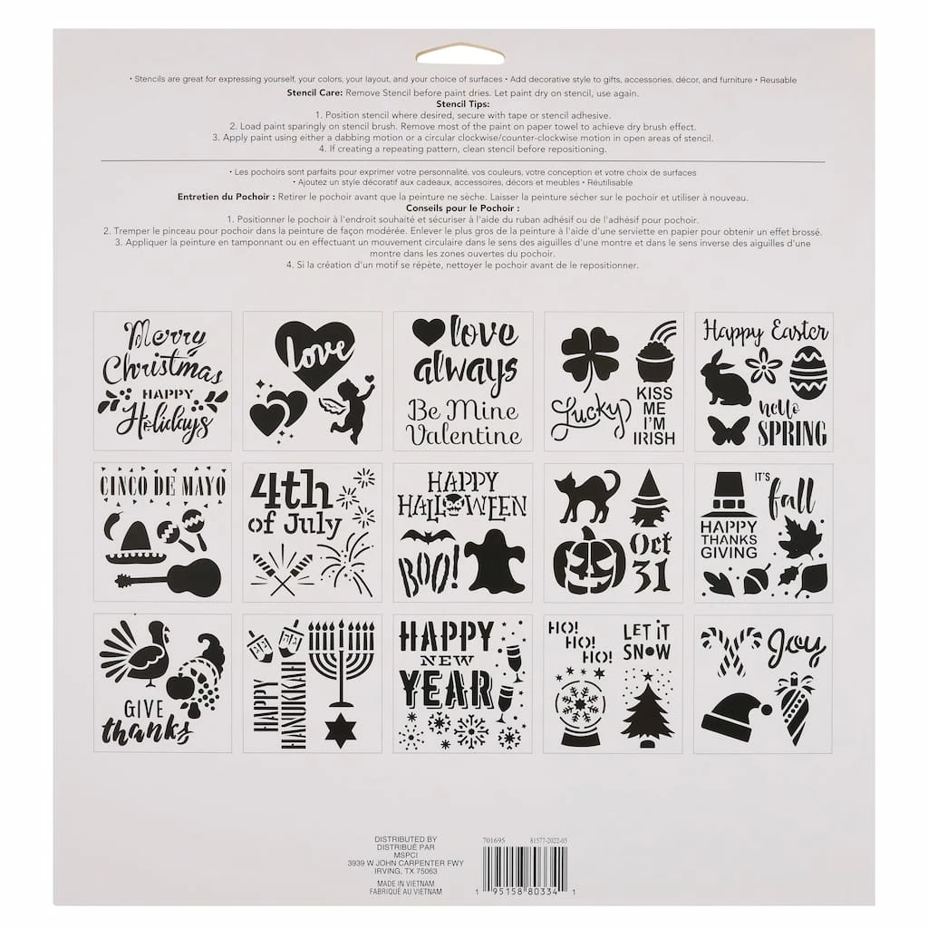 Outlet π 6 Pack: Holidays Stencils by Craft Smart®, 12" x 12" β - Image 4