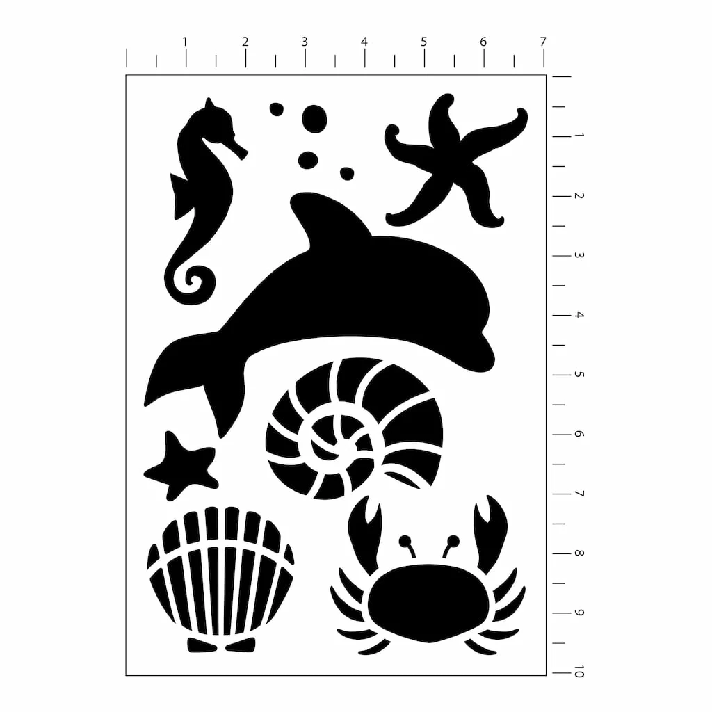 New π― 12 Pack: Sea Life Stencils by Craft Smart®, 7" x 10" π - Image 2