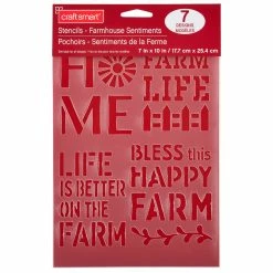 Wholesale 😍 12 Pack: Farmhouse Sentiments Stencils by Craft Smart®, 7" x 10" 😀