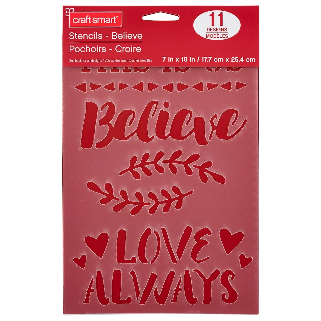 New π 12 Pack: Believe Stencils by Craft Smart®, 7" x 10" π