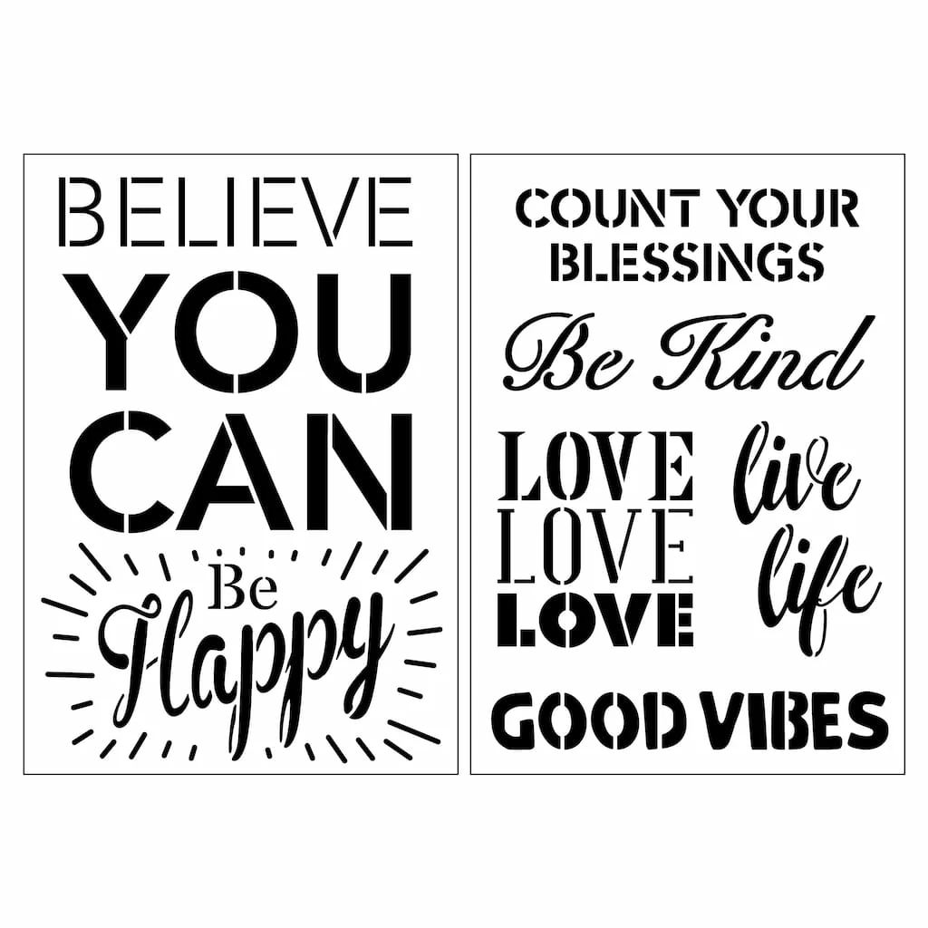 Flash Sale π 12 Pack: Sentiments Plastic Stencils, 7" x 10" by Craft Smart® π