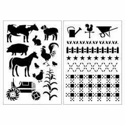 Hot Sale 😀 Farmhouse Icon & Border Plastic Stencils, 7" x 10" by Craft Smart® 😀