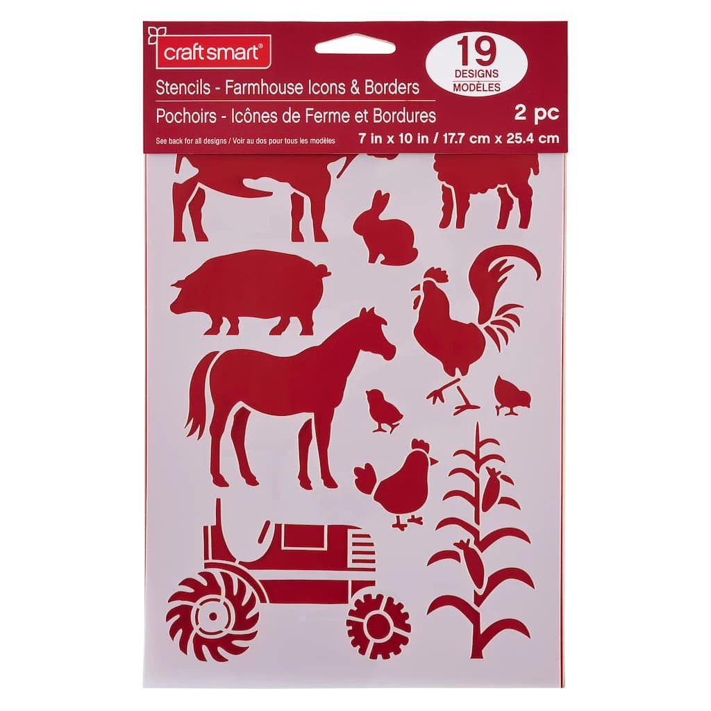 Best deal 🤩 12 Pack: Farmhouse Icon & Border Plastic Stencils, 7" x 10" by Craft Smart® 💯 - Image 2