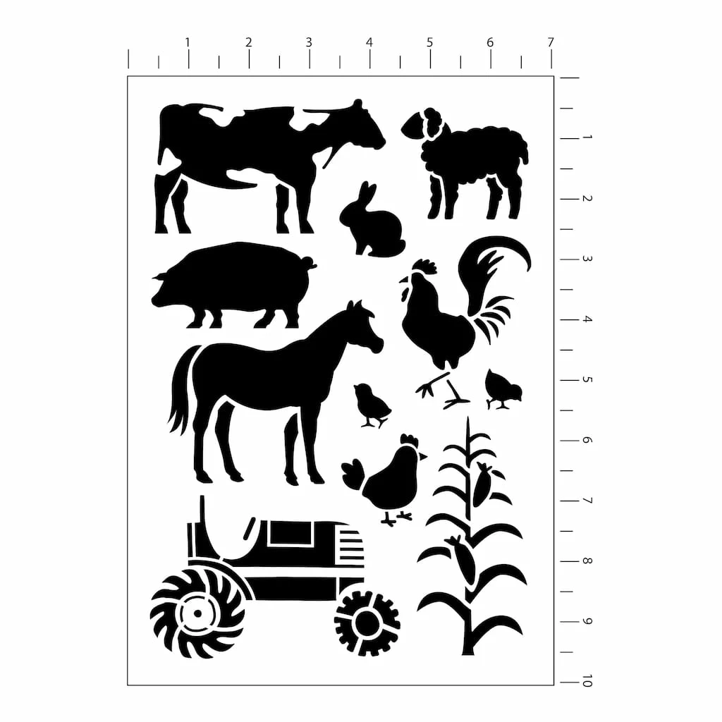 Hot Sale π Farmhouse Icon & Border Plastic Stencils, 7" x 10" by Craft Smart® π - Image 3