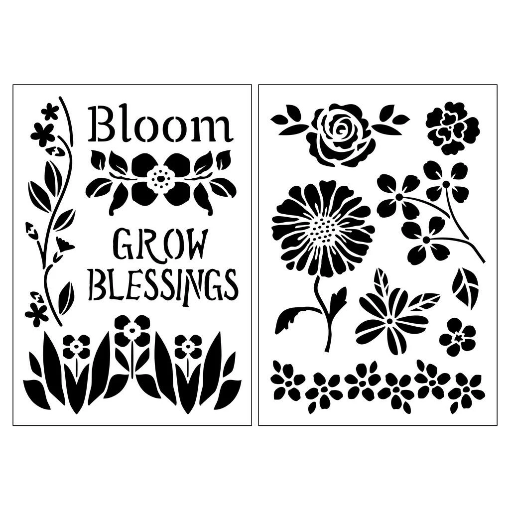 Flash Sale 👍 12 Pack: Floral Bloom Plastic Stencils, 7" x 10" by Craft Smart® 🧨