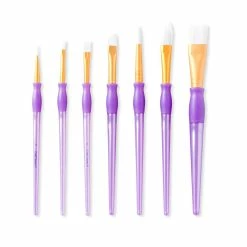 Promo ✨ 9 Packs: 7 ct. (63 total) White Taklon Flat Variety Brush Set by Craft Smart® 🌟