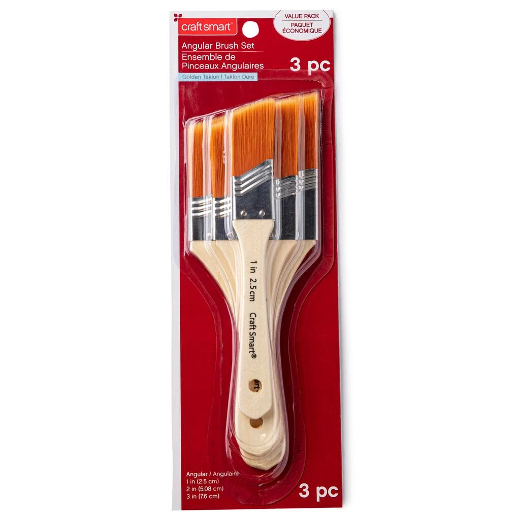 Coupon ✨ 12 Packs: 3 ct. (36 total) Gold Taklon Large Area Angular Brush Pack by Craft Smart® ❤️ - Image 3