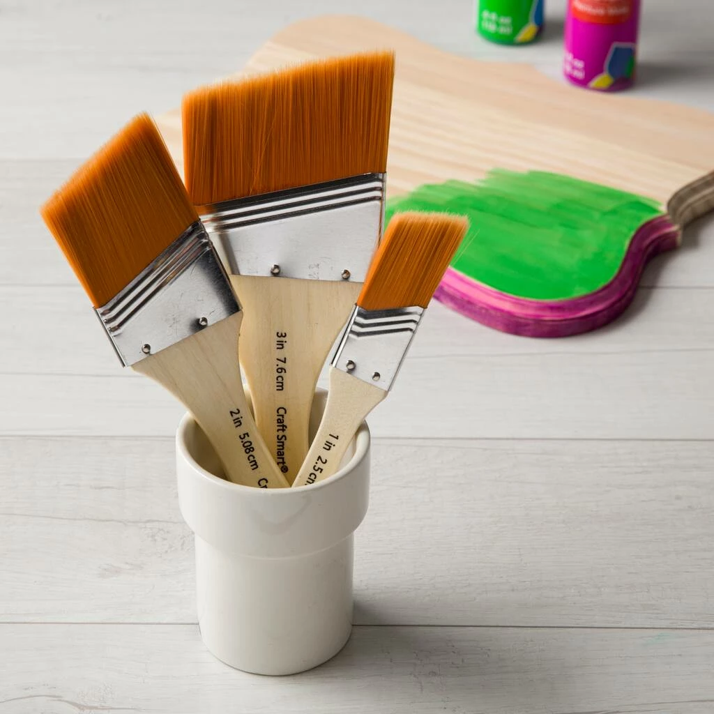 Coupon ✨ 12 Packs: 3 ct. (36 total) Gold Taklon Large Area Angular Brush Pack by Craft Smart® ❤️ - Image 2