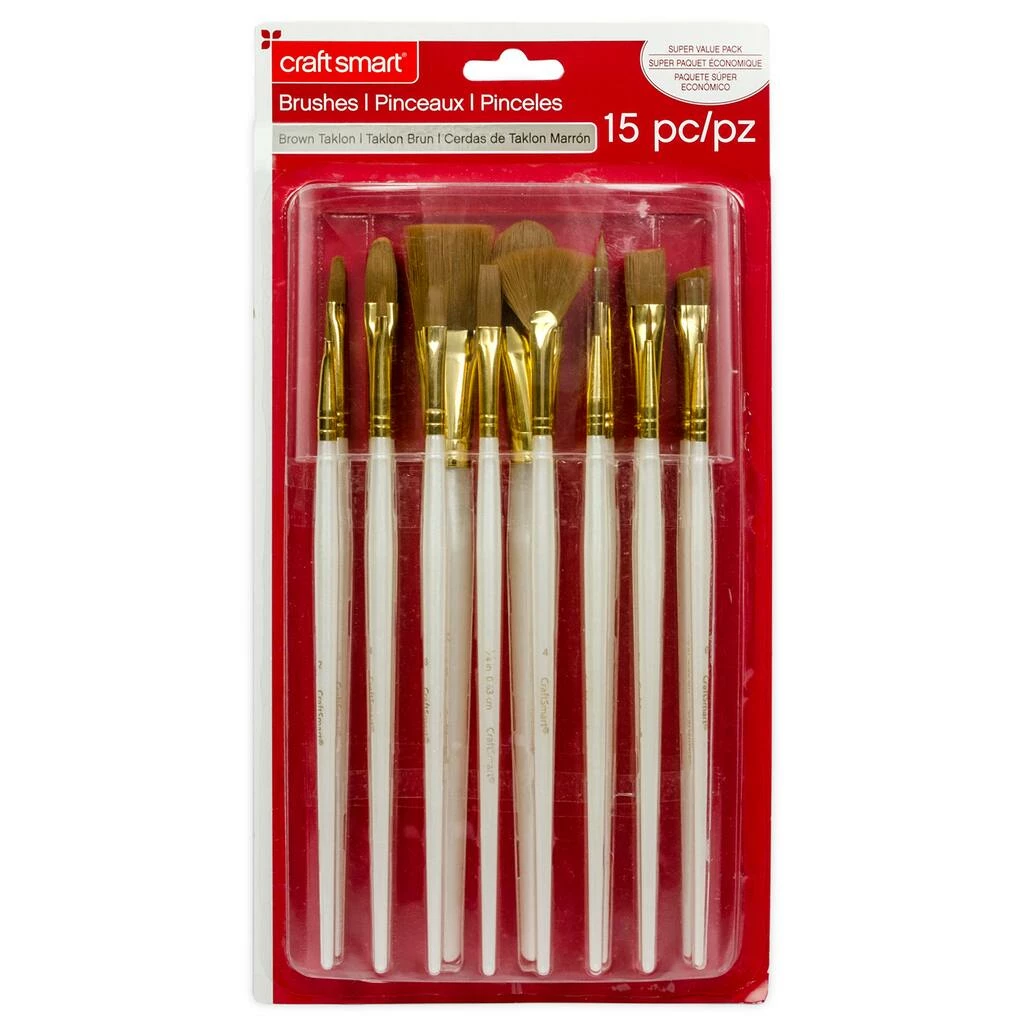 Hot Sale π 6 Pack: Brown Taklon Variety Paint Brush Set by Craft Smart® π - Image 3