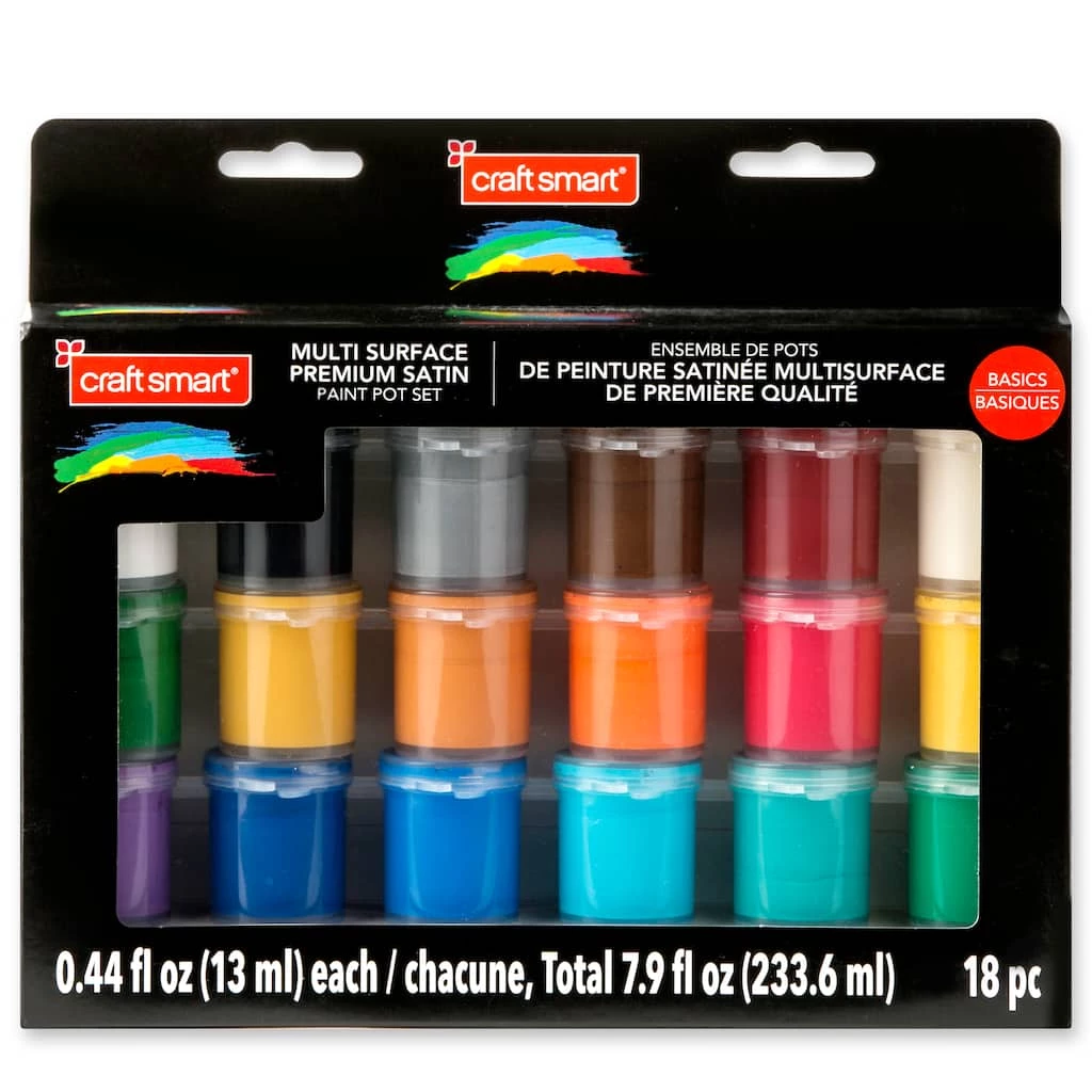 Buy π 6 Packs: 18 ct. (108 total) Basic Multi-Surface Premium Satin Acrylic Set by Craft Smart® π€©