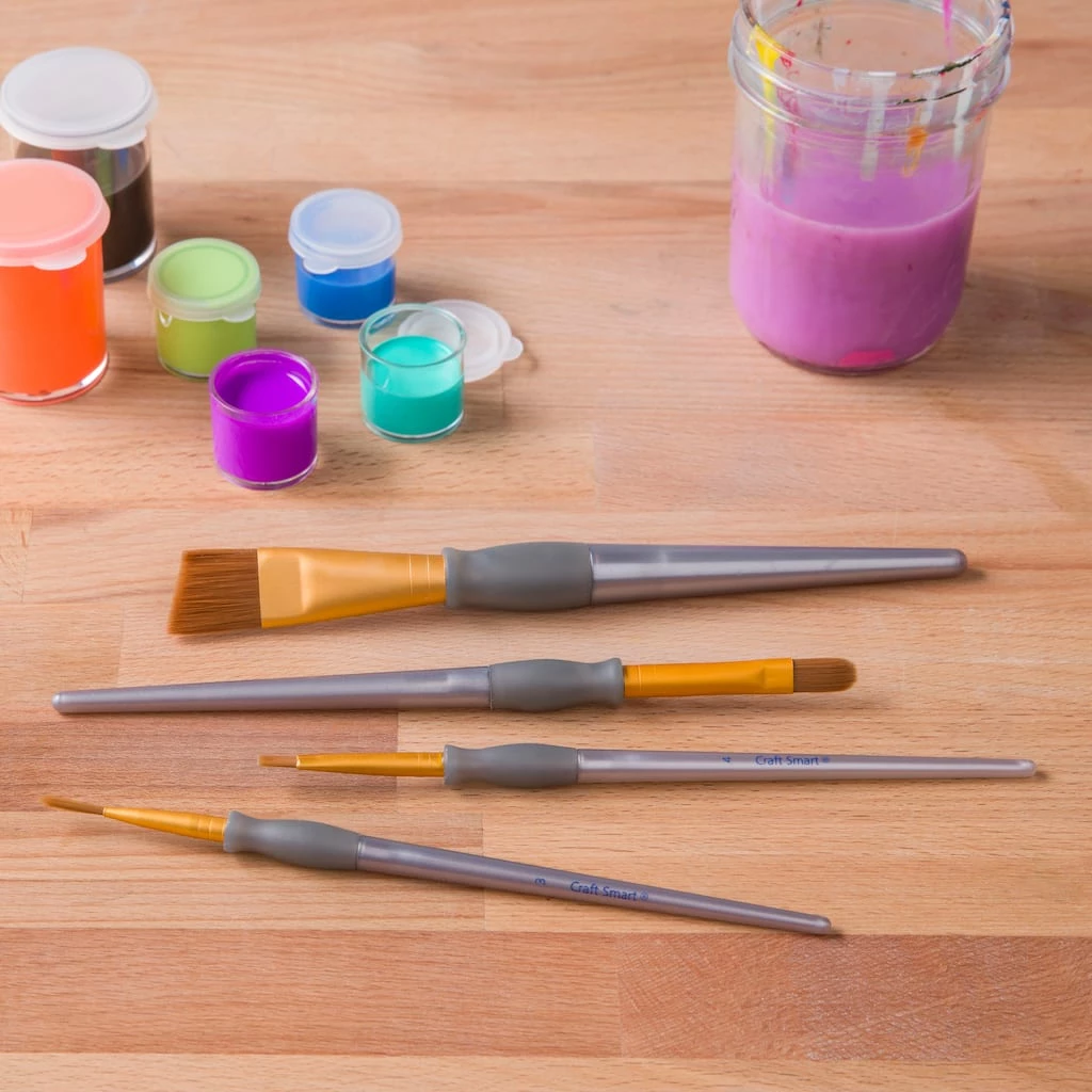 Hot Sale ⌛ 9 Packs: 4 ct. (36 total) Brown Taklon Angular Variety Brushes Value Pack By Craft Smart® 🔥 - Image 2