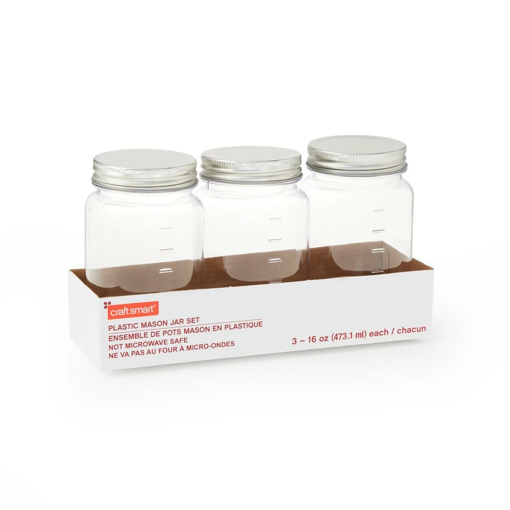 Buy β 9 Packs: 3 ct. (27 total) 16oz. Plastic Mason Jars by Craft Smart™ π - Image 5