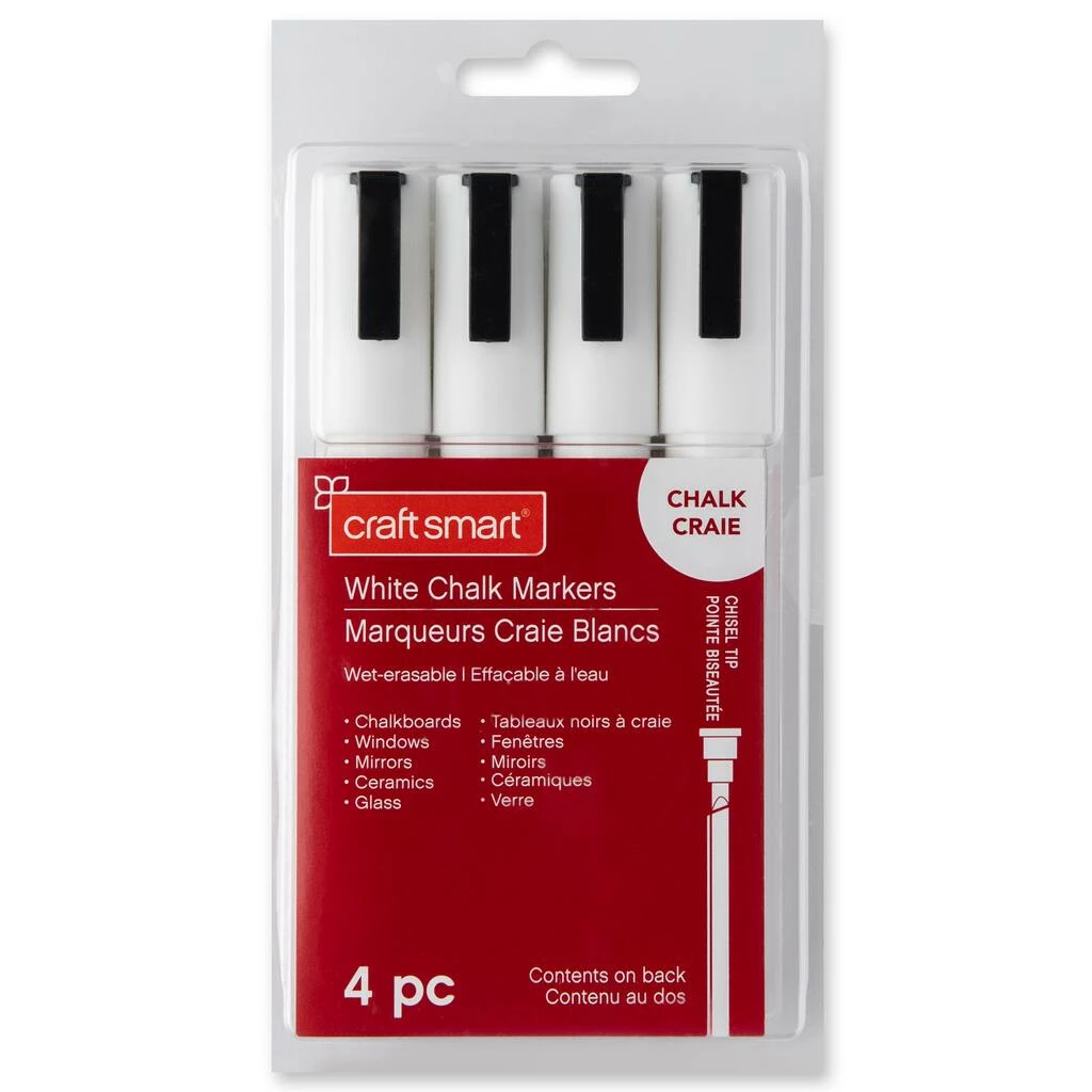 Best Sale ❤️ 6 Packs: 4 ct. (24 total) White Chisel Tip Chalk Marker Set by Craft Smart® ❤️ - Image 5