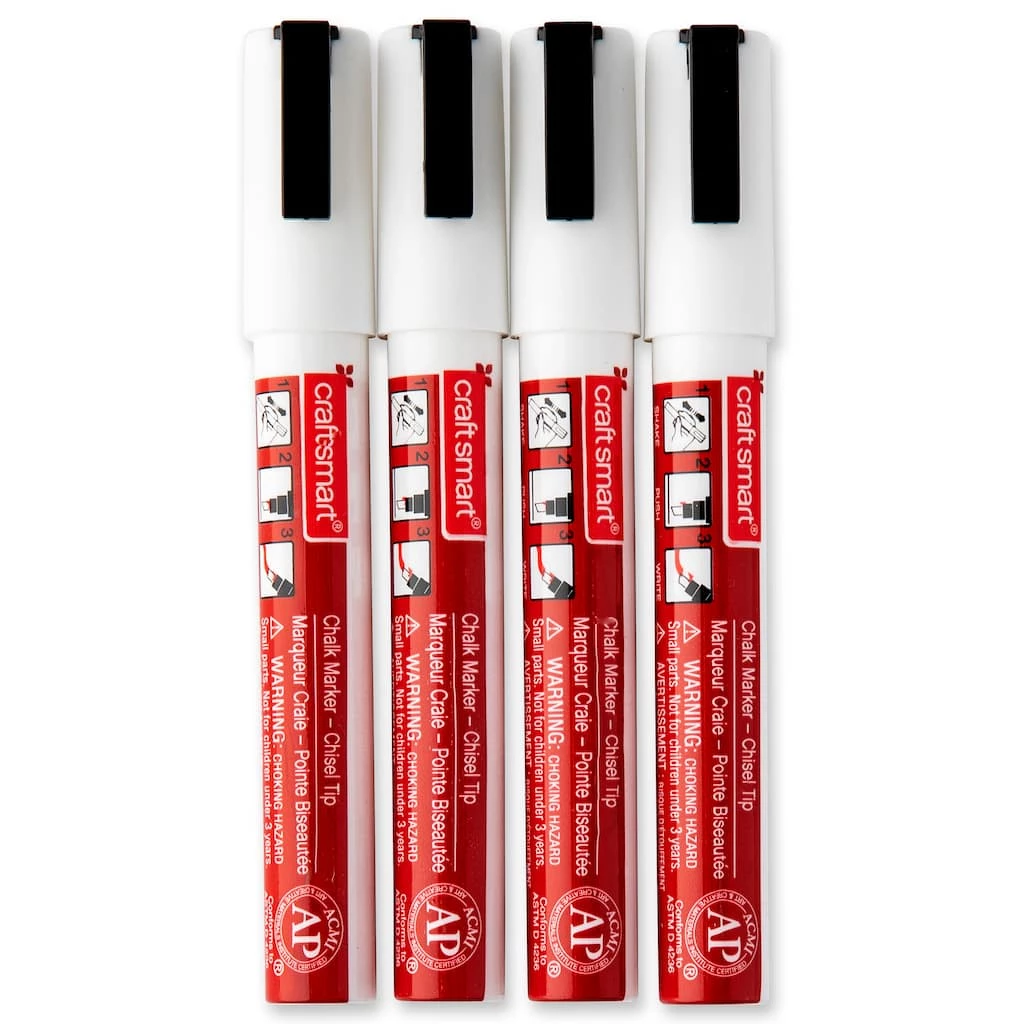 Best Sale ❤️ 6 Packs: 4 ct. (24 total) White Chisel Tip Chalk Marker Set by Craft Smart® ❤️ - Image 7