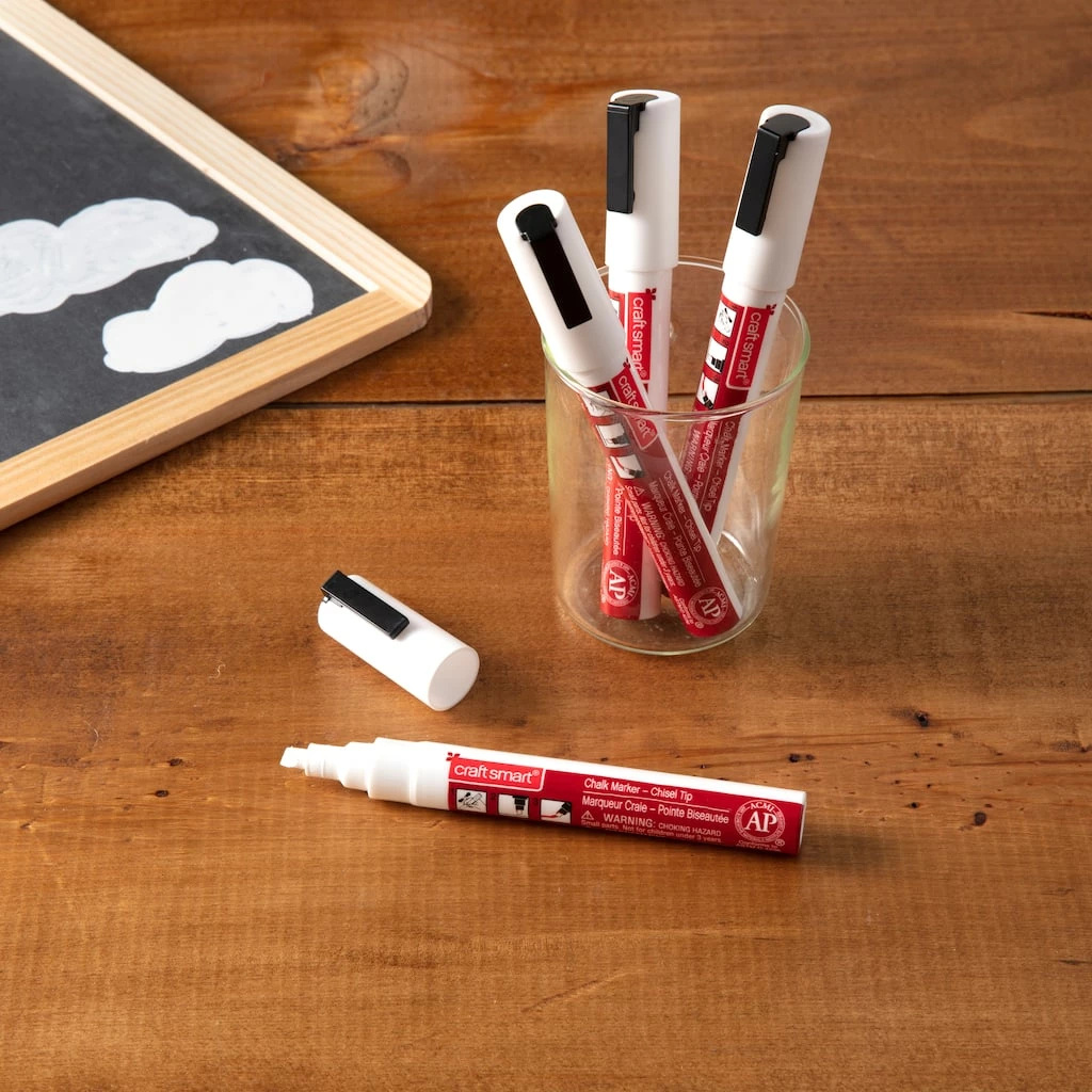 Best Sale ❤️ 6 Packs: 4 ct. (24 total) White Chisel Tip Chalk Marker Set by Craft Smart® ❤️ - Image 8