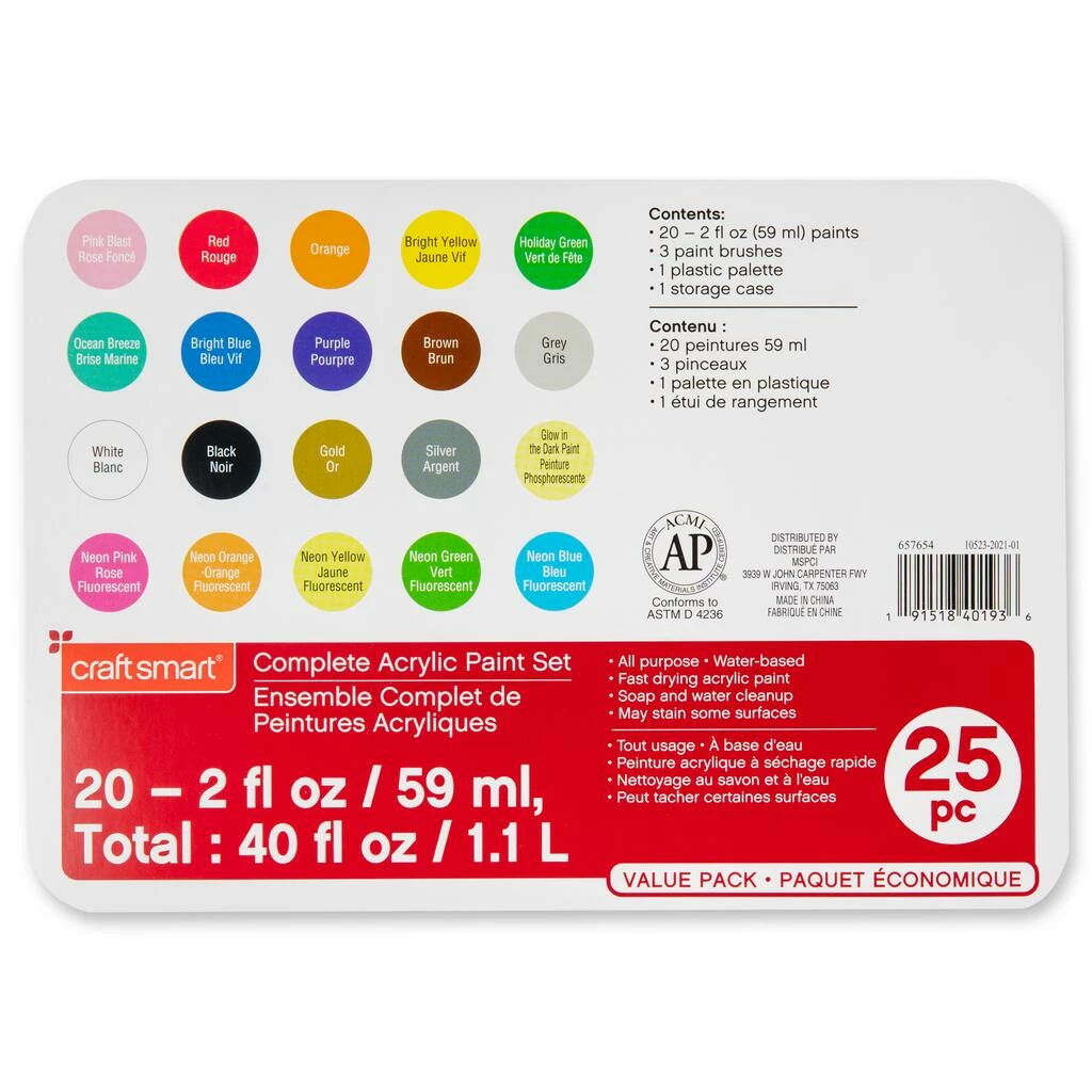 Discount π 6 Pack: Complete Acrylic Paint Set with Storage by Craft Smart® π - Image 7